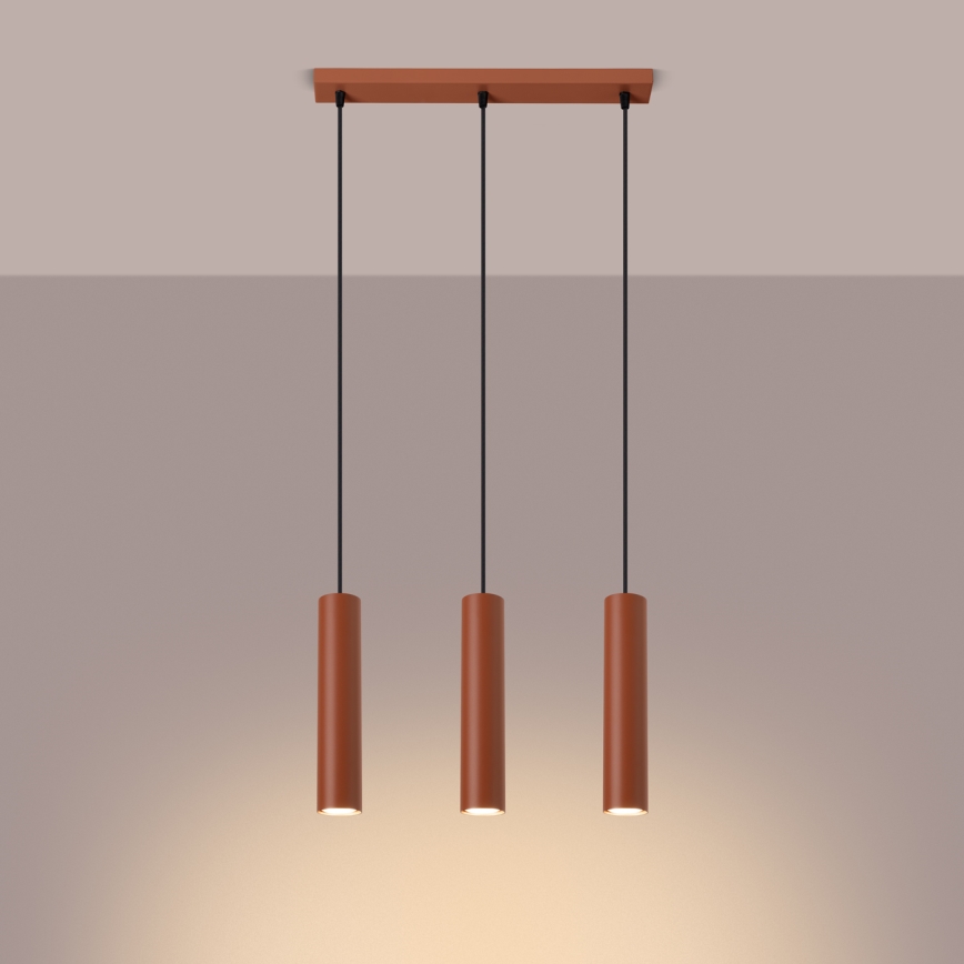 Candeeiro suspenso LAGOS 3xGU10/10W/230V vermelho