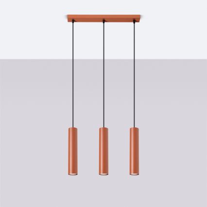 Candeeiro suspenso LAGOS 3xGU10/10W/230V vermelho