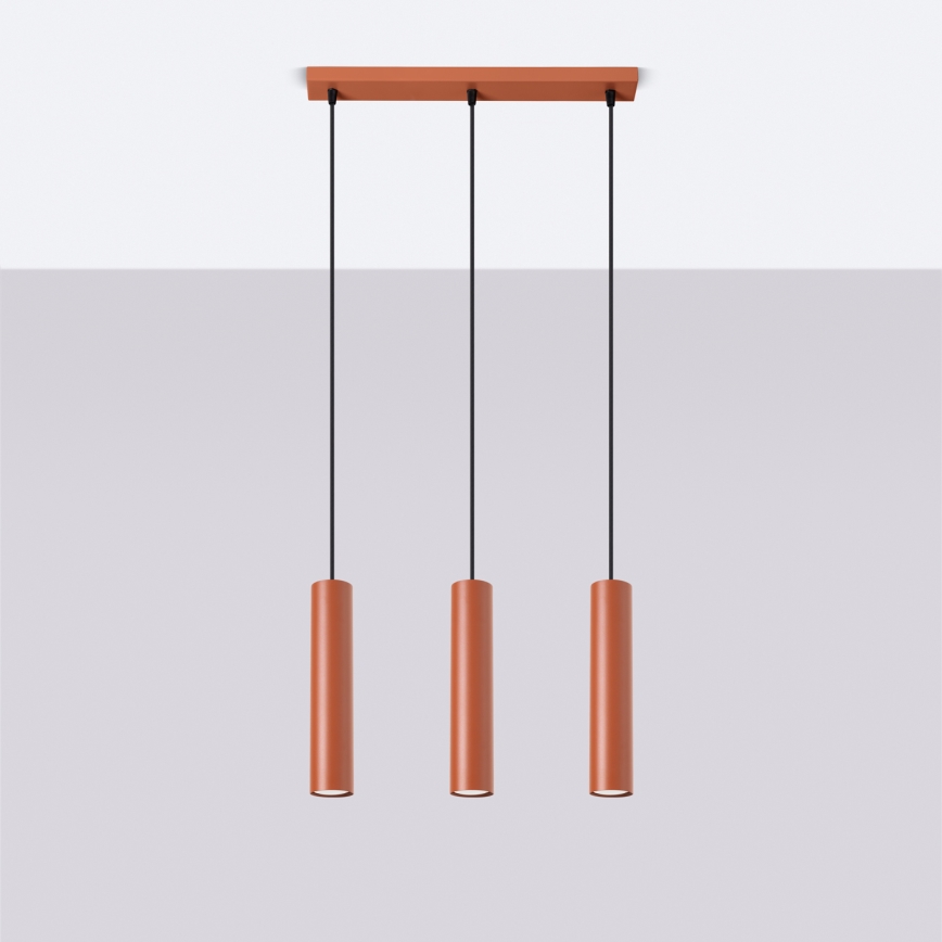 Candeeiro suspenso LAGOS 3xGU10/10W/230V vermelho