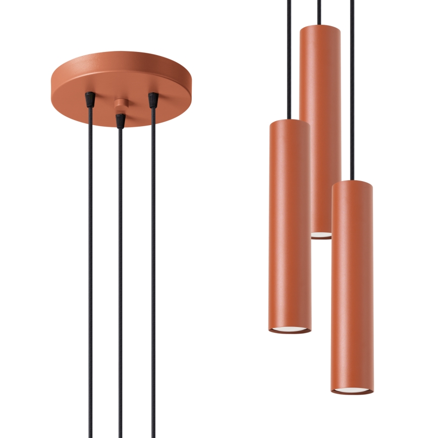 Candeeiro suspenso LAGOS 3xGU10/10W/230V vermelho