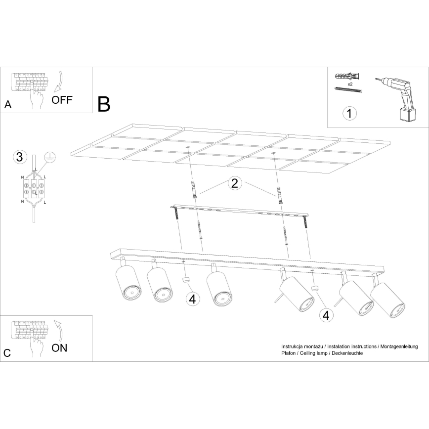 Foco RING 6xGU10/10W/230V creme