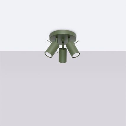 Foco RING 3xGU10/10W/230V verde