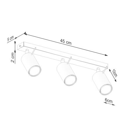 Foco RING 3xGU10/10W/230V vermelho