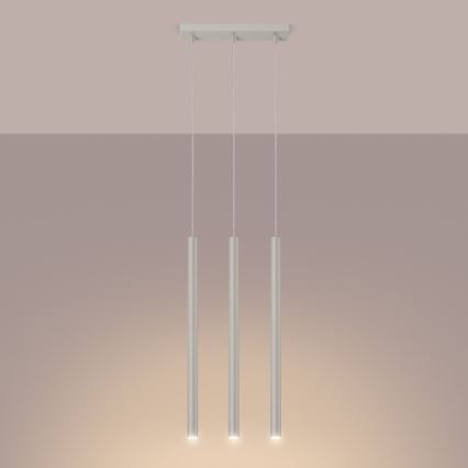 Candeeiro suspenso PASTELO 3xG9/8W/230V creme