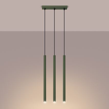 Candeeiro suspenso PASTELO 3xG9/8W/230V verde