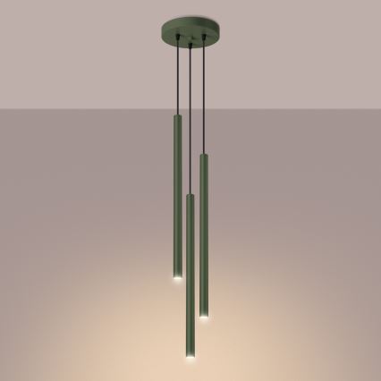 Candeeiro suspenso PASTELO 3xG9/8W/230V verde