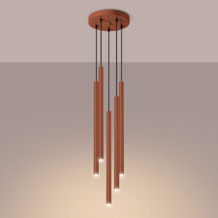 Candeeiro suspenso PASTELO 5xG9/8W/230V vermelho