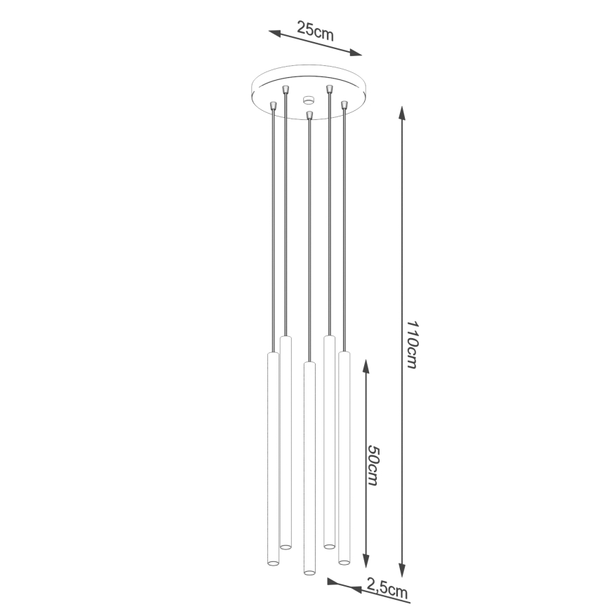 Candeeiro suspenso PASTELO 5xG9/8W/230V vermelho
