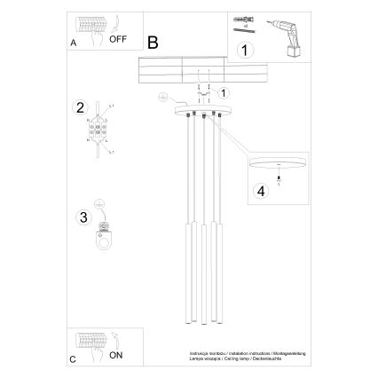 Candeeiro suspenso PASTELO 5xG9/8W/230V vermelho
