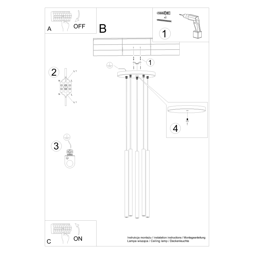 Candeeiro suspenso PASTELO 5xG9/8W/230V vermelho