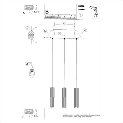 Candeeiro suspenso KARBON 3xGU10/10W/230V branco