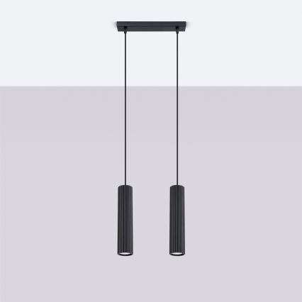 Candeeiro suspenso KARBON 2xGU10/10W/230V preto