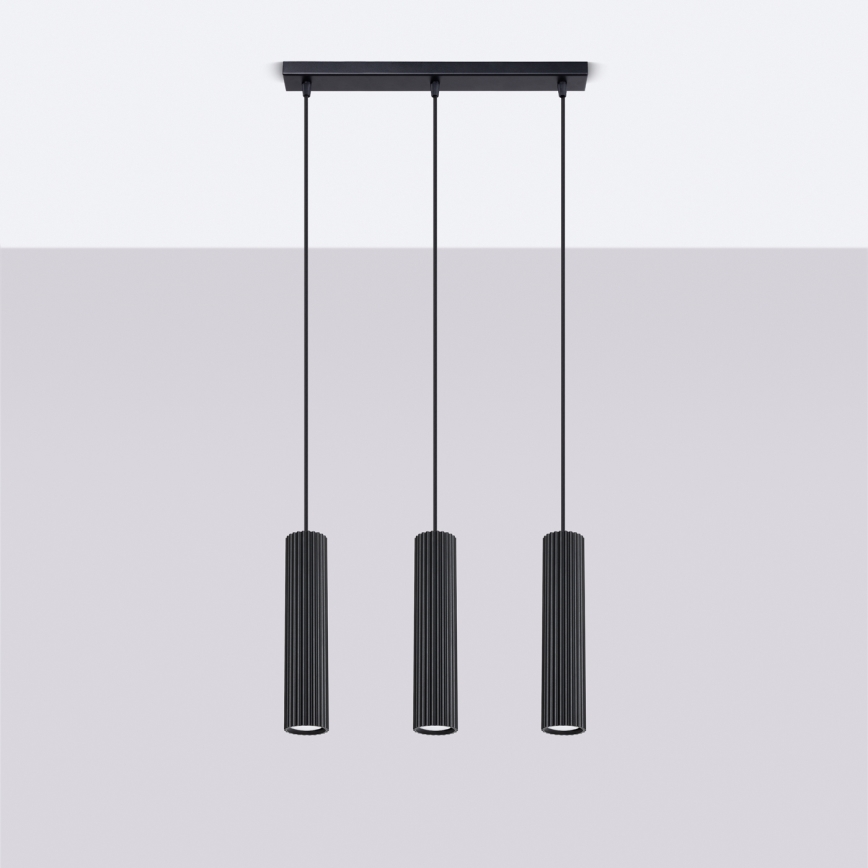 Candeeiro suspenso KARBON 3xGU10/10W/230V preto