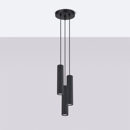 Candeeiro suspenso KARBON 3xGU10/10W/230V preto