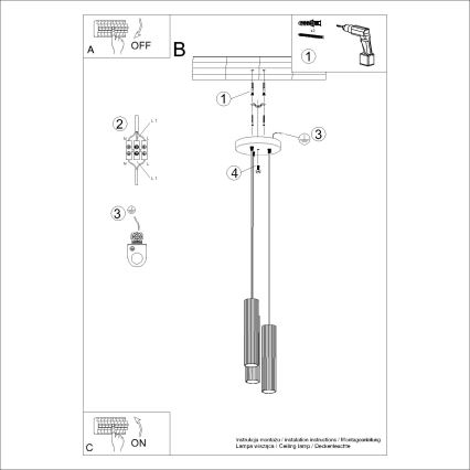 Candeeiro suspenso KARBON 3xGU10/10W/230V preto