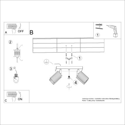 Foco KARBON 4xGU10/10W/230V preto