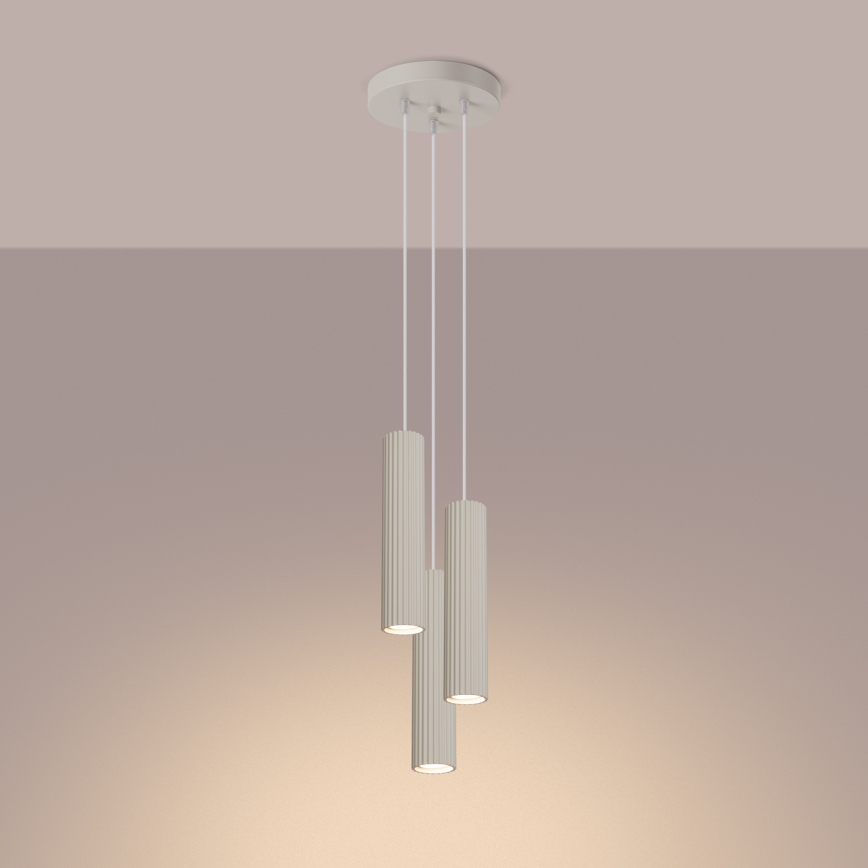 Candeeiro suspenso KARBON 3xGU10/10W/230V creme