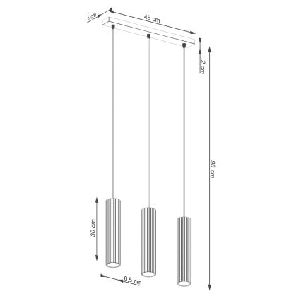 Candeeiro suspenso KARBON 3xGU10/10W/230V verde