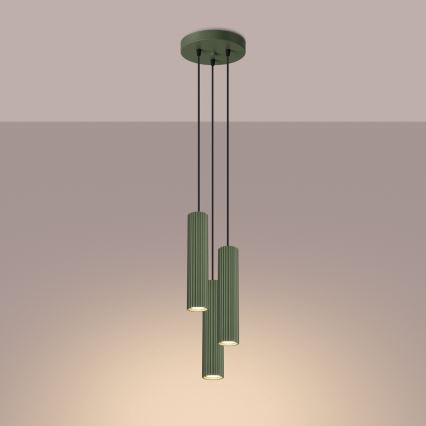 Candeeiro suspenso KARBON 3xGU10/10W/230V verde
