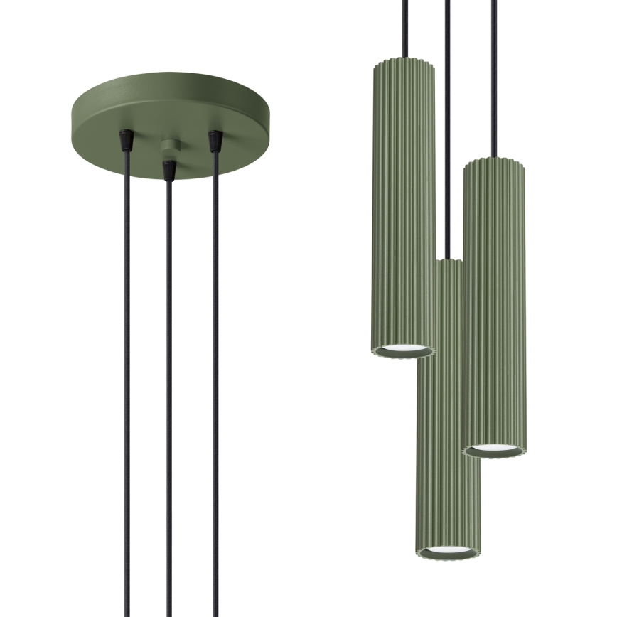 Candeeiro suspenso KARBON 3xGU10/10W/230V verde