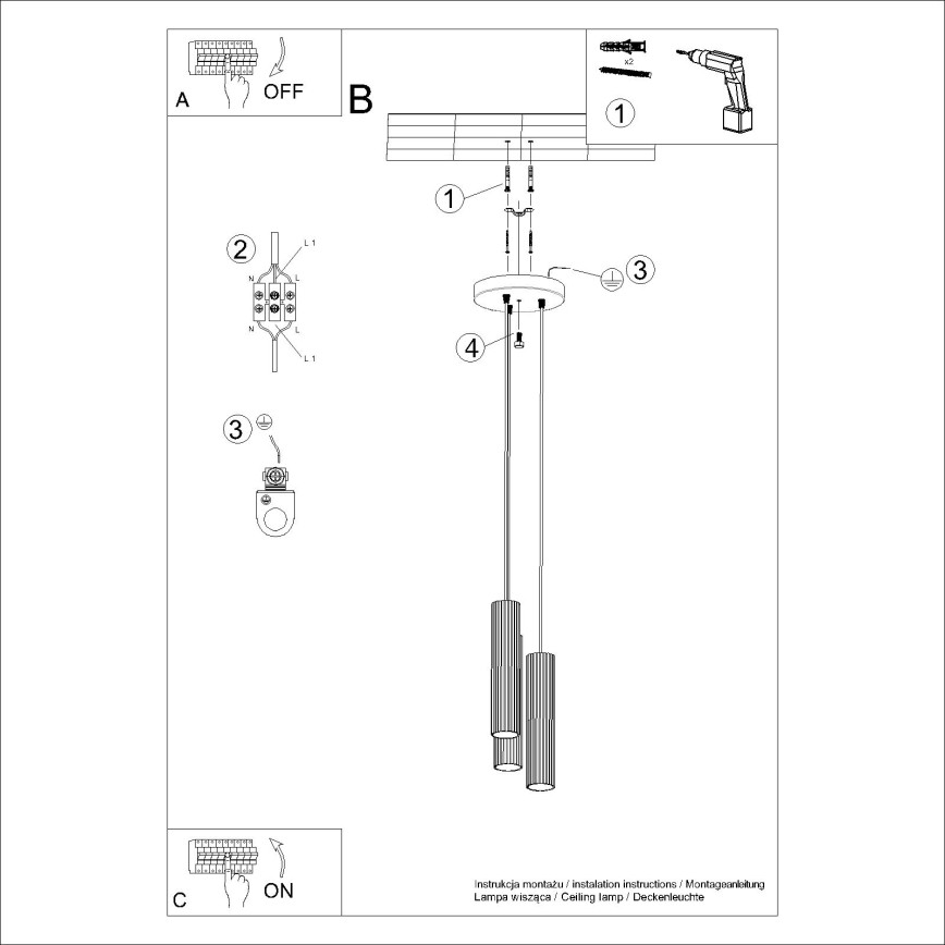 Candeeiro suspenso KARBON 3xGU10/10W/230V verde