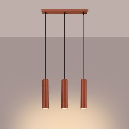 Candeeiro suspenso KARBON 3xGU10/10W/230V vermelho