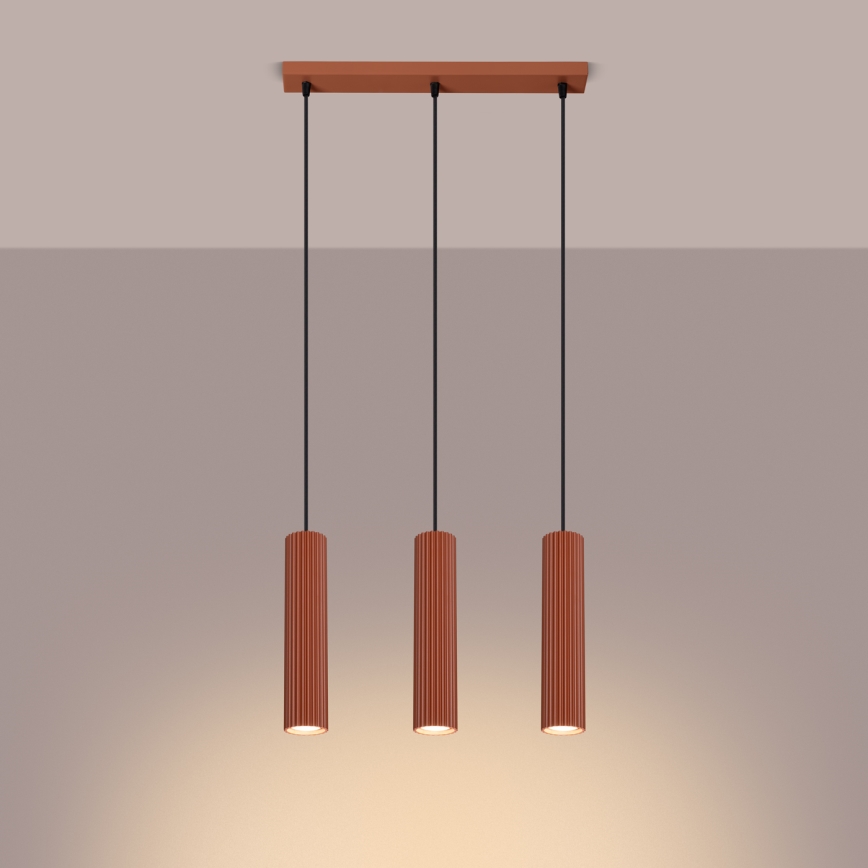 Candeeiro suspenso KARBON 3xGU10/10W/230V vermelho