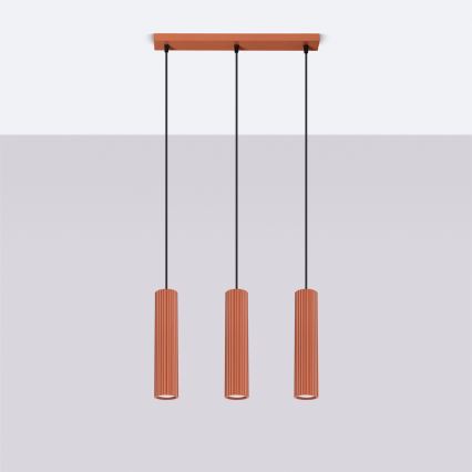 Candeeiro suspenso KARBON 3xGU10/10W/230V vermelho