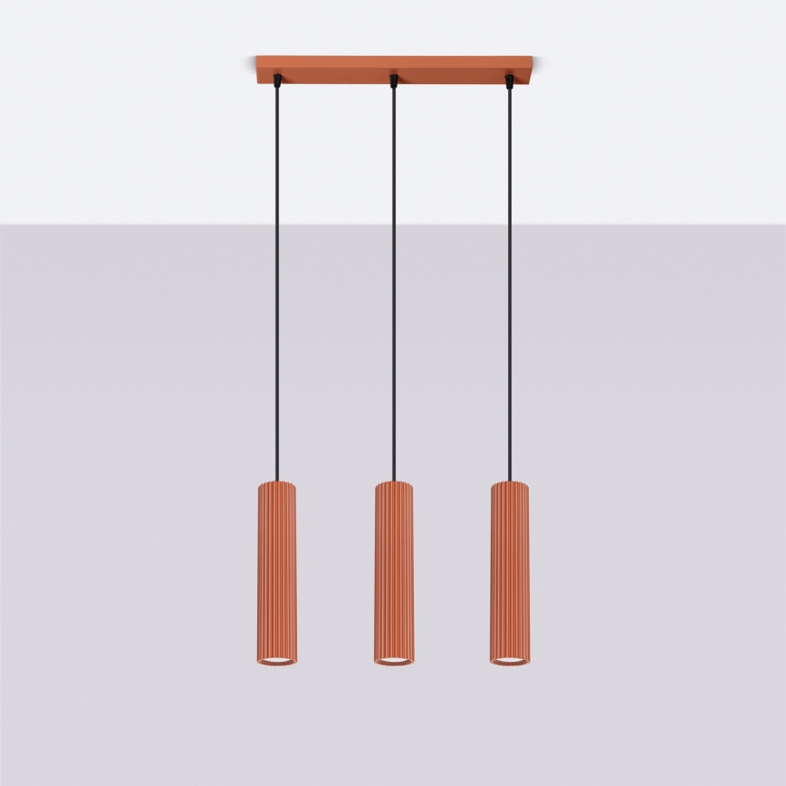 Candeeiro suspenso KARBON 3xGU10/10W/230V vermelho