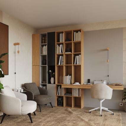 Candeeiro de parede NIMBI 1xE27/15W/230V faia