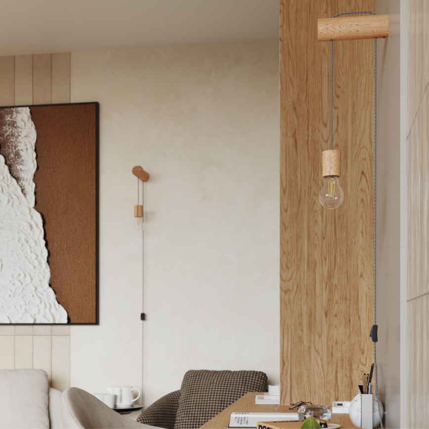 Candeeiro de parede NIMBI 1xE27/15W/230V faia