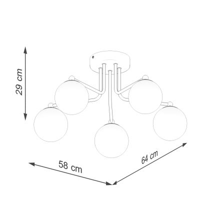 Candeeiro suspenso ASTRAL 5xG9/8W/230V preto