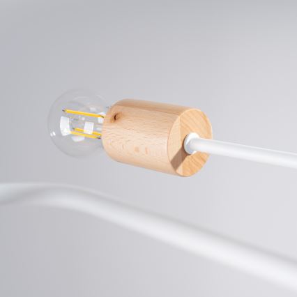 Candeeiro integrado TIMBO 6xE27/15W/230V branco/bege/faia