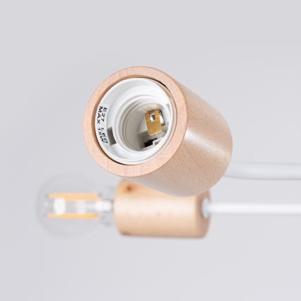 Candeeiro integrado TIMBO 6xE27/15W/230V branco/bege/faia