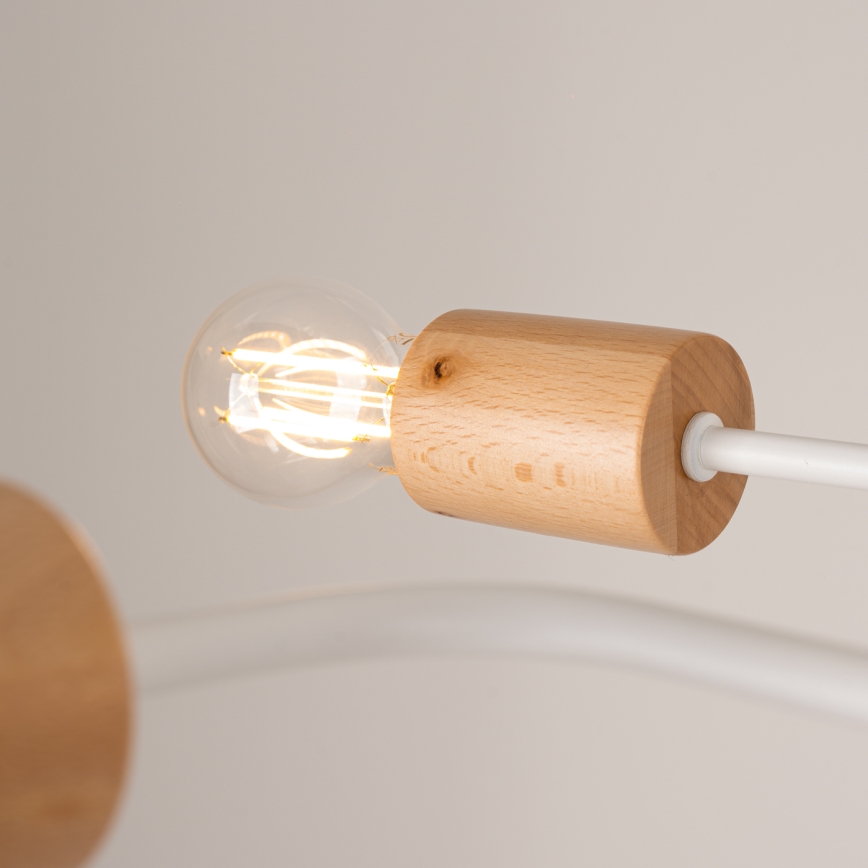 Candeeiro integrado TIMBO 8xE27/15W/230V branco/bege/faia