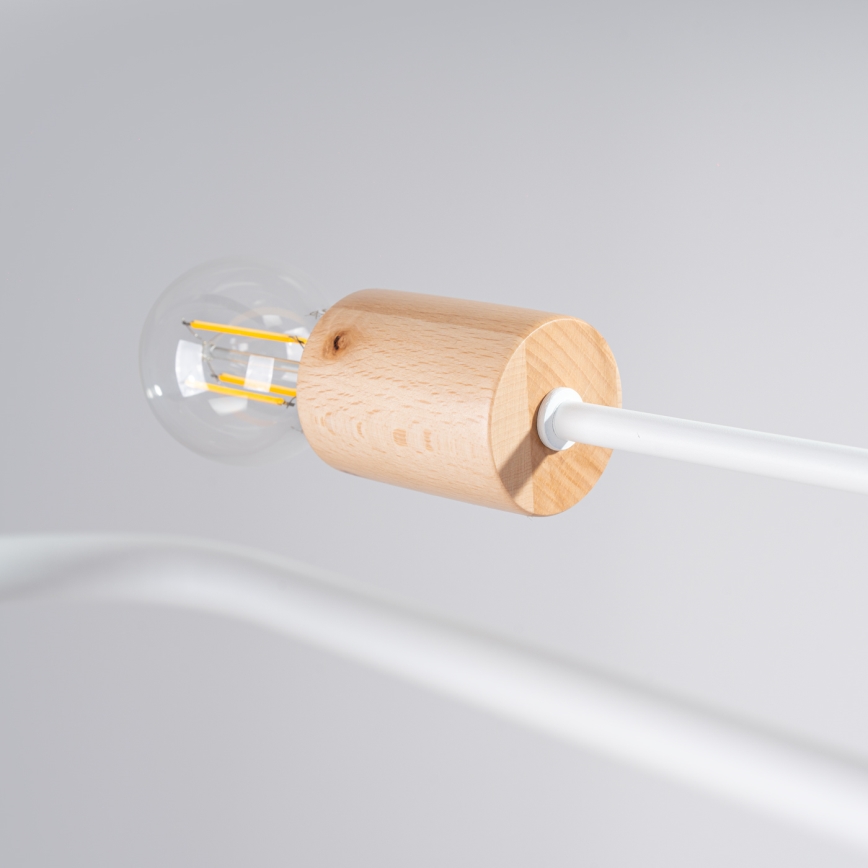 Candeeiro integrado TIMBO 8xE27/15W/230V branco/bege/faia