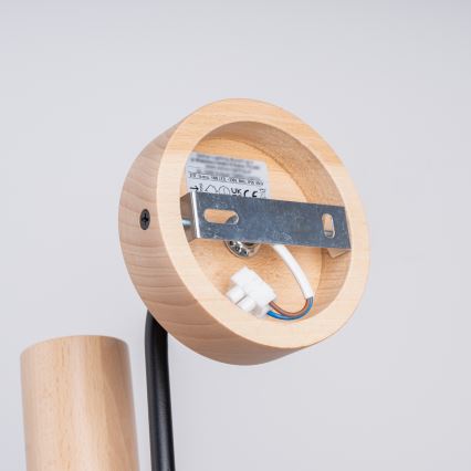 Candeeiro de parede TIMBO 1xE27/15W/230V preto/bege/faia