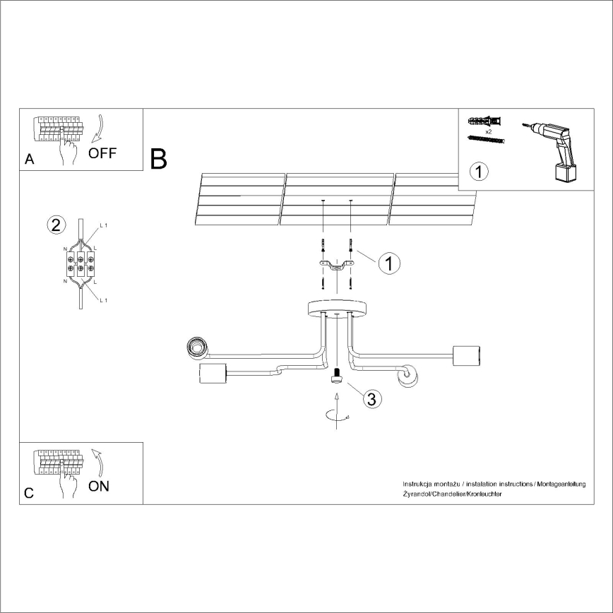 Candeeiro integrado TIMBO 4xE27/15W/230V preto/bege/faia
