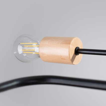 Candeeiro integrado TIMBO 8xE27/15W/230V preto/bege/faia