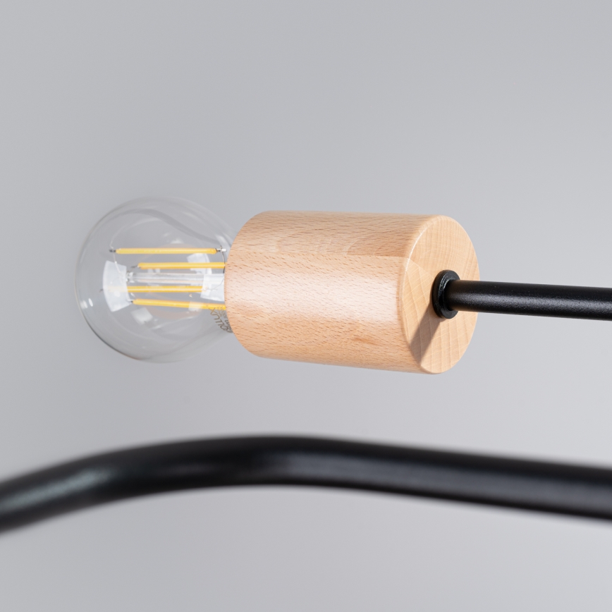 Candeeiro integrado TIMBO 8xE27/15W/230V preto/bege/faia