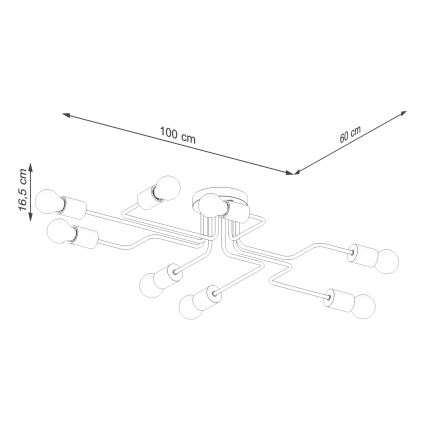 Candeeiro integrado TIMBO 8xE27/15W/230V preto/bege/faia