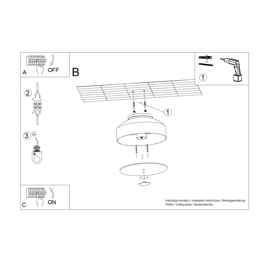Candeeiro de tecto OMIQ 4xE27/15W/230V Ø 30 cm branco