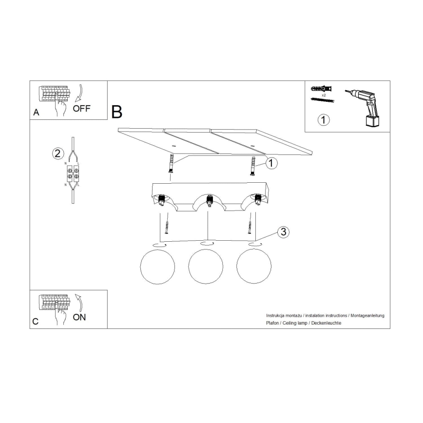 Iluminação de teto BULBO 3xG9/8W/230V faia/branco