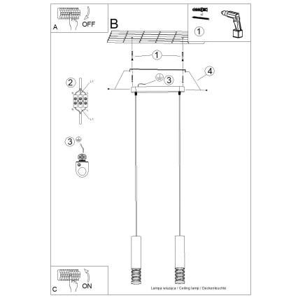 Candeeiro suspenso LAMI 2xGU10/10W/230V branco