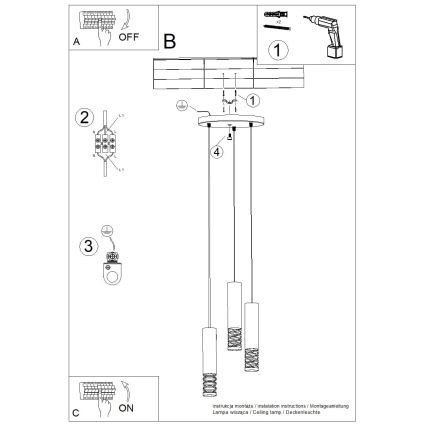 Candeeiro suspenso LAMI 3xGU10/10W/230V branco