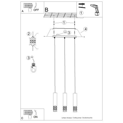 Candeeiro suspenso LIRO 3xGU10/10W/230V branco