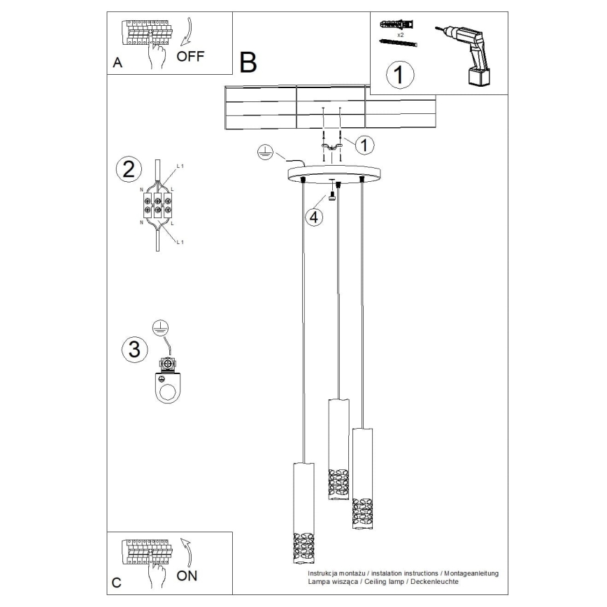 Candeeiro suspenso LIRO 3xGU10/10W/230V branco