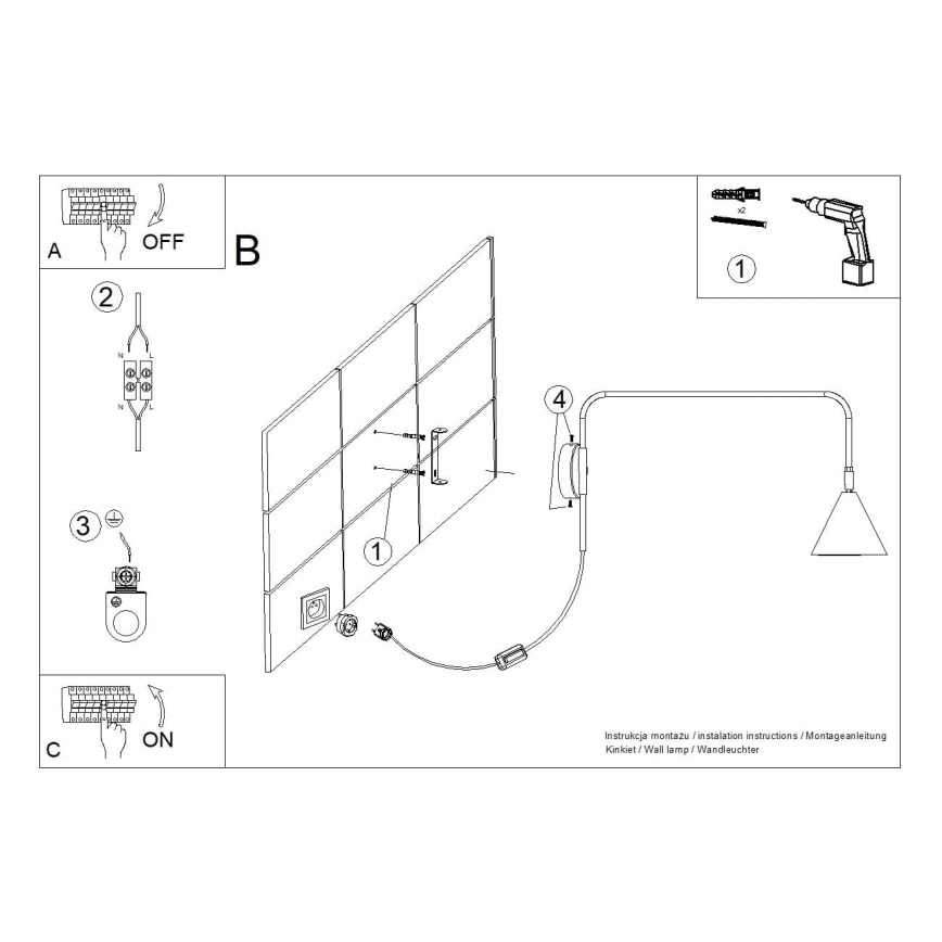 Candeeiro de parede NOX 1xE14/10W/230V branco