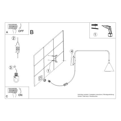 Candeeiro de parede NOX 1xE14/10W/230V preto