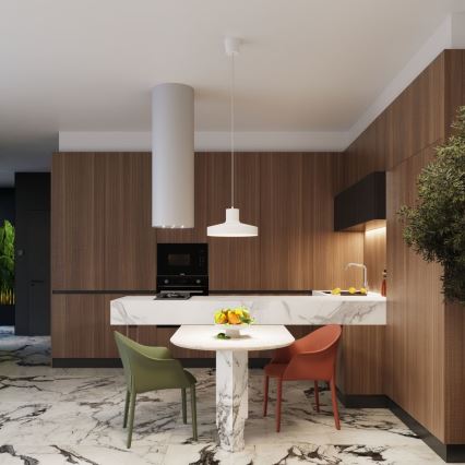 Candeeiro suspenso BILO 1xE27/15W/230V diâmetro 35 cm branco